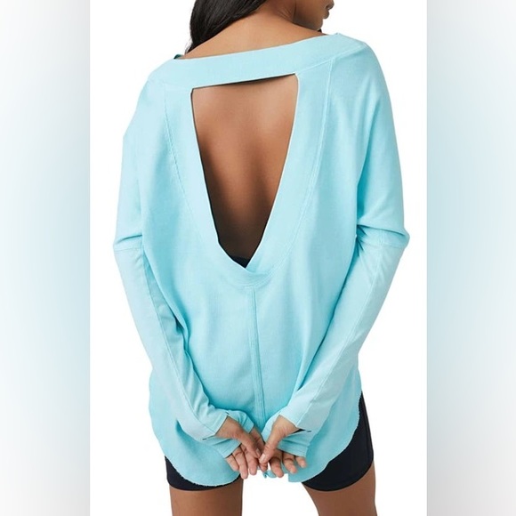 FP MOVEMENT Simply Layer Long Sleeve Open Back Oversized Top Blue Glow - Picture 7 of 14